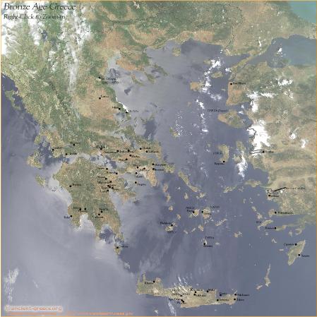 Map of the Bronze Age of Greece