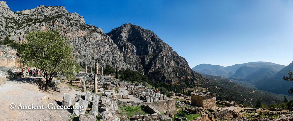 Panoramic view of Delphi archaeological site