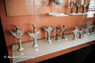 a collection of clay figurines.