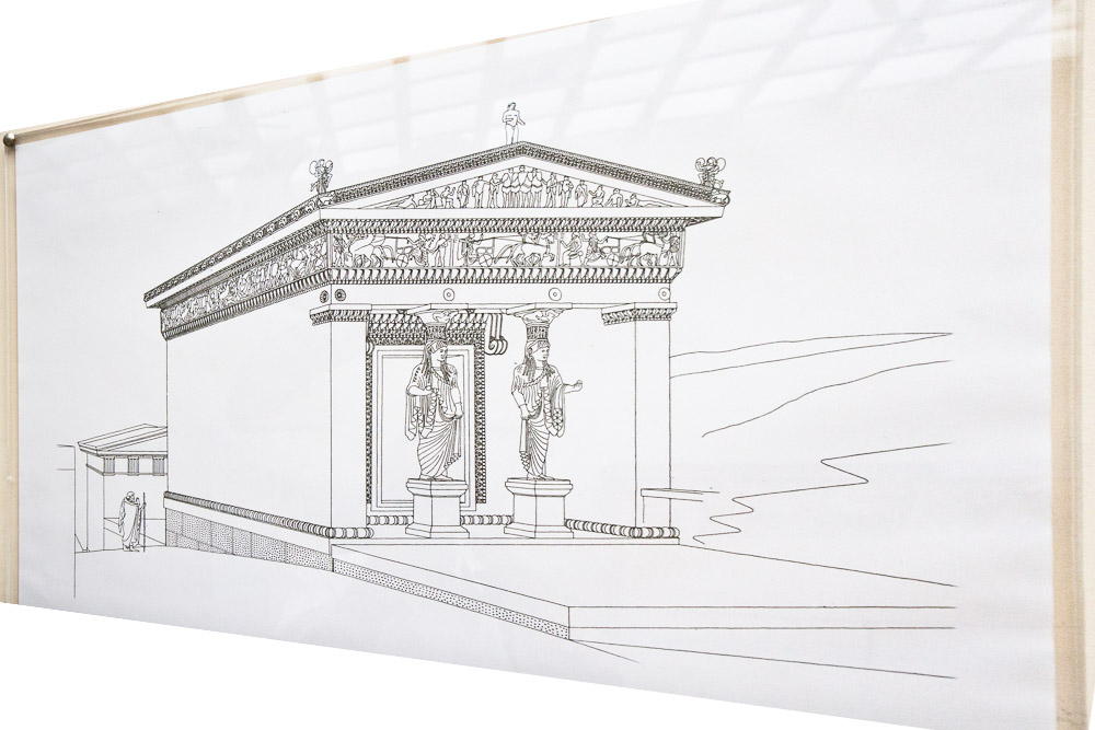 Drawing reconstruction of the Treasury of Siphnos at Delphi