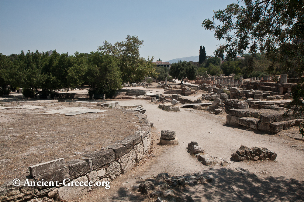 View of the Agora with the Tholos (round foundations on left) – Ancient ...