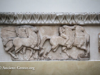 Horses depicted on relief sculpture