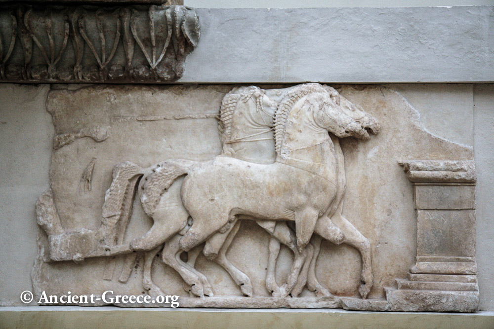 Treasury of the Siphnians: West Frieze Detail Horses on relief sculpture