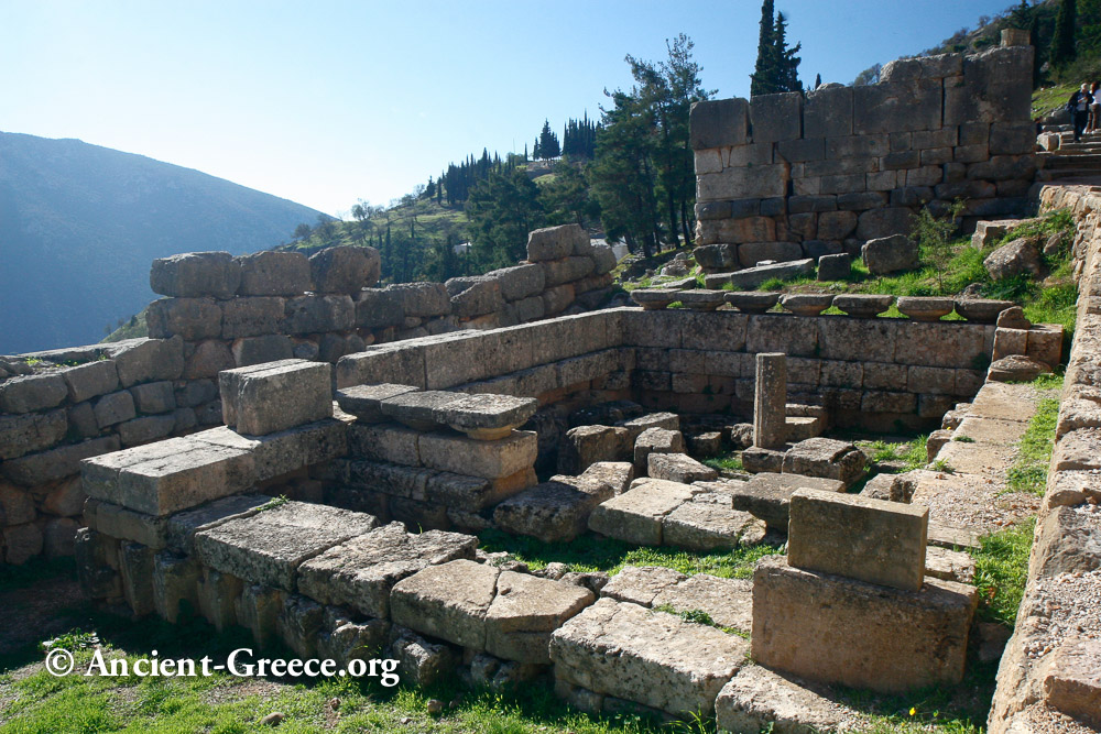 Ruins of the treasury of Sycion at Delphi.