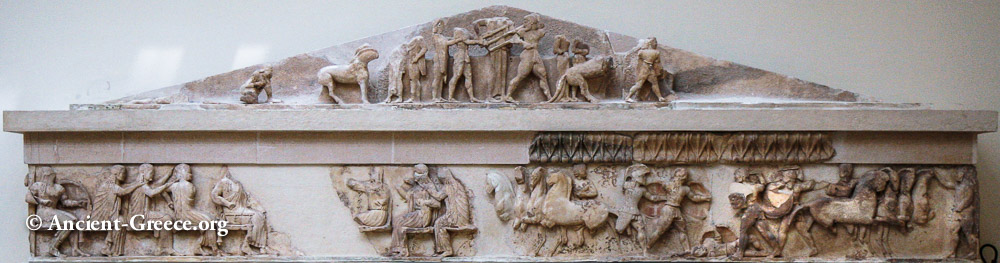 Siphnian Treasury Pediment and Frieze Pediment and part of the frieze of the Treasury of Siphnos