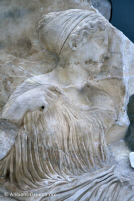 Detail from the Parthenon frieze: Profile of Artemis. 5th c. BCE.