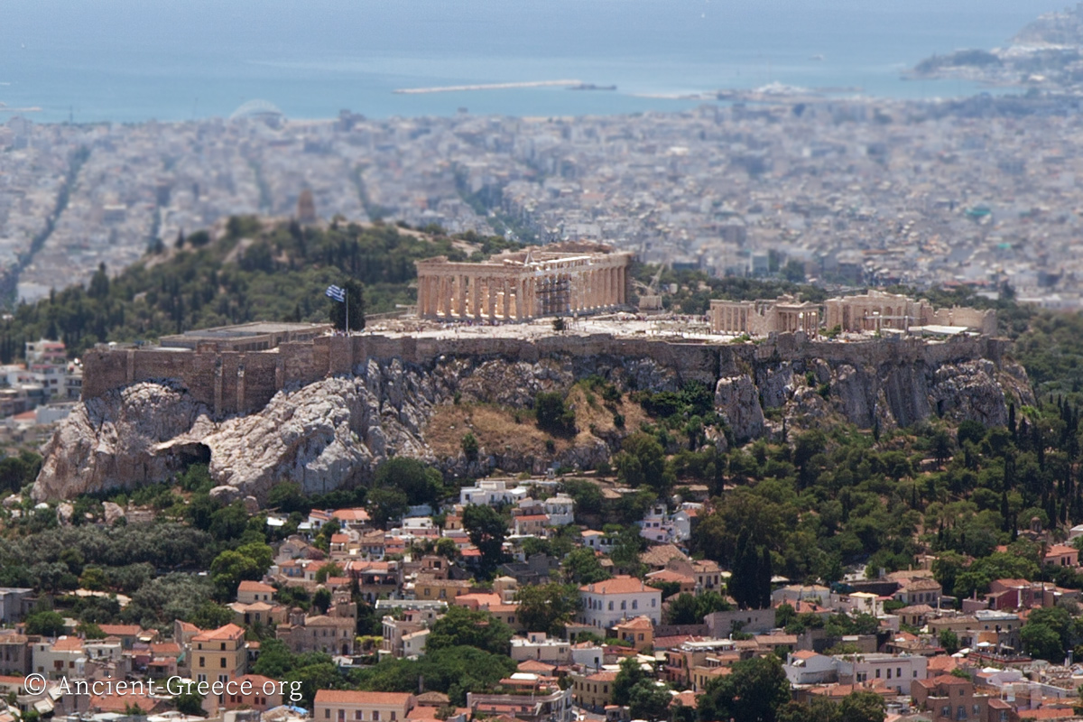 The Acropolis of Athens view from mt. Lykavitos