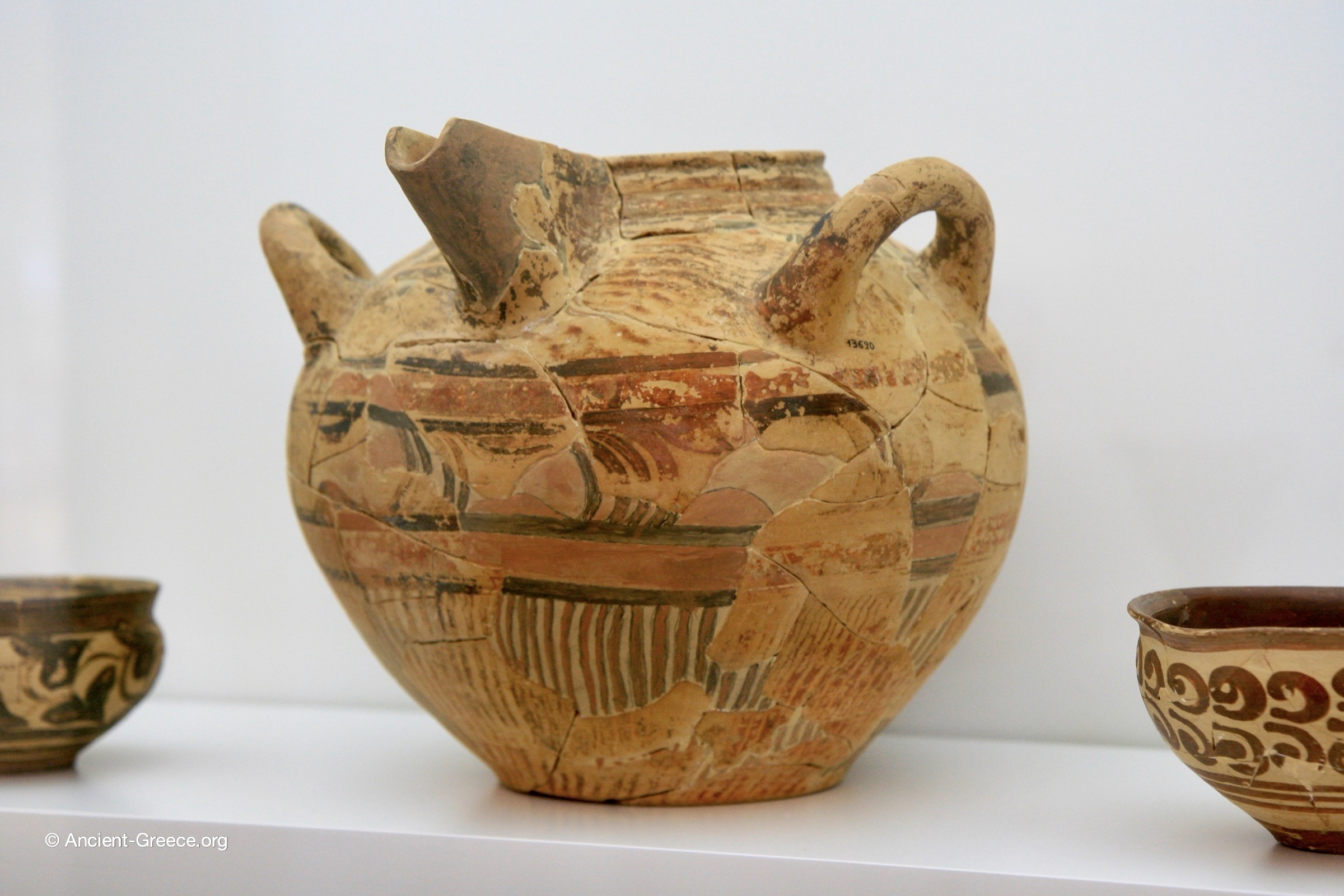 Large ceramic bridge-spouted jar