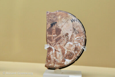 Fragment of a kylix with a painting of a warrior