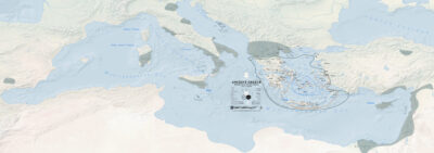 Ancient Greece Map - Mycenaean Trade around the Mediterranean 1500-1200 BCE.