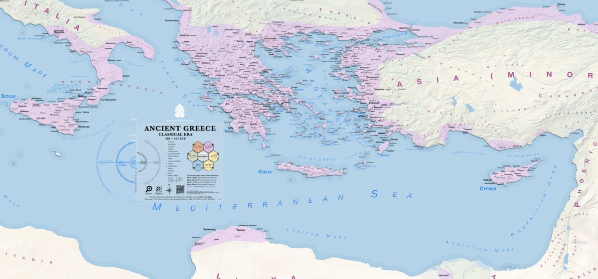 Ancient Greece Map: The Classical Era (480 to 323 BCE)