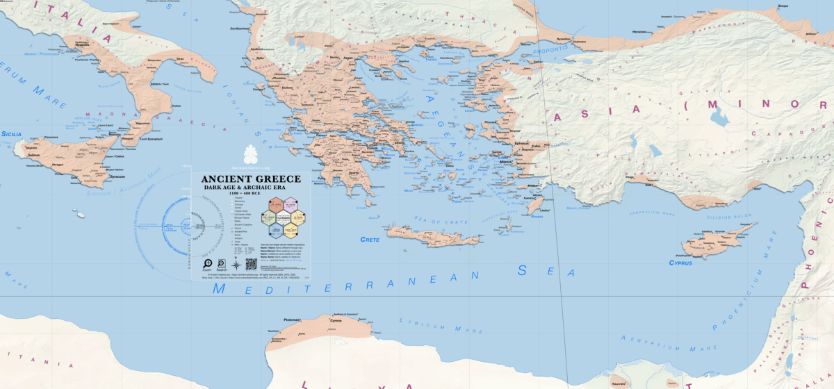 Ancient Greece Map: Dark and Archaic Era (1100 to 480 BCE)