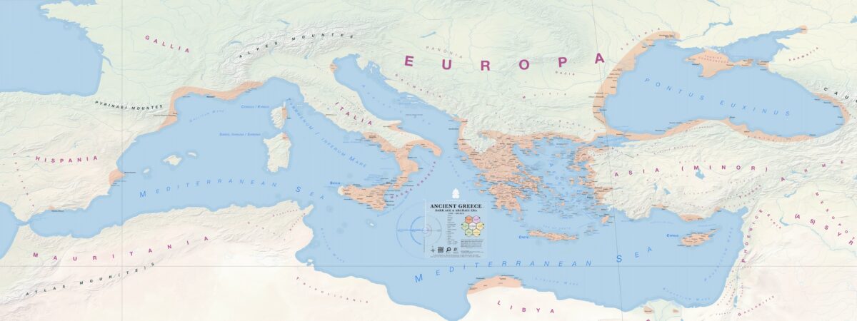 Map: The Greek Dark Age and the Archaic Era (1100 to 480 BCE)