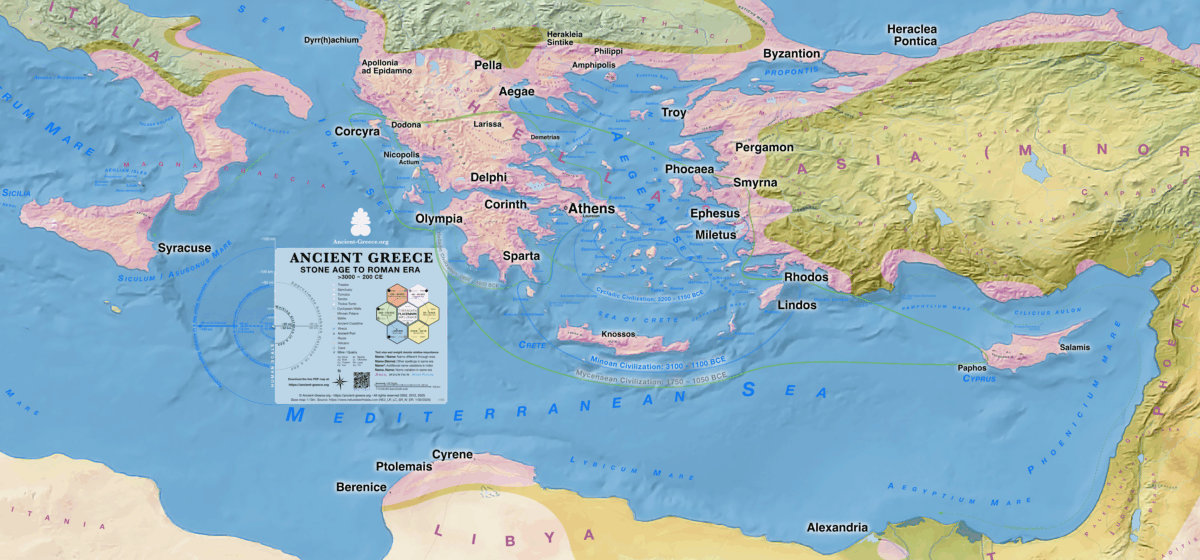 Ancient Greece Map: Geography. Stone Age to Roman Era (pre3000 BCE to 200 CE)