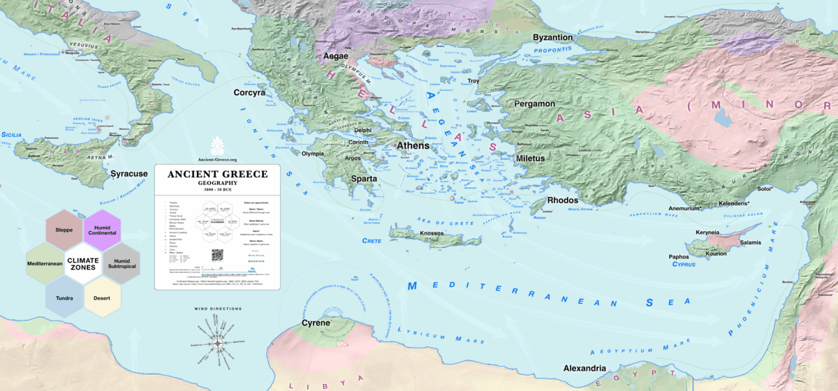 Ancient Greece Map - Geography - 3000 BCE to 30 BCE