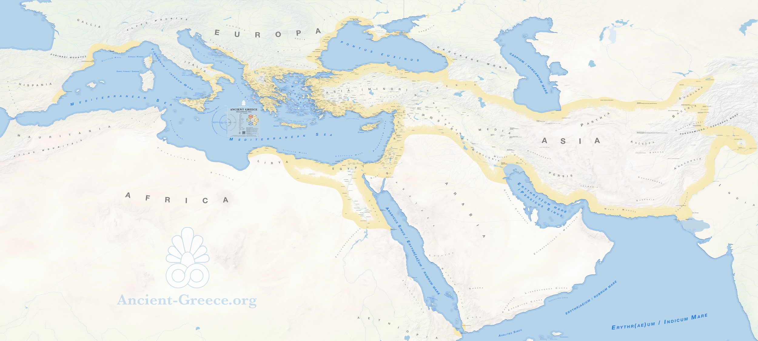 Ancient Greece Map. Hellenistic Era (323 to 30 BCE)