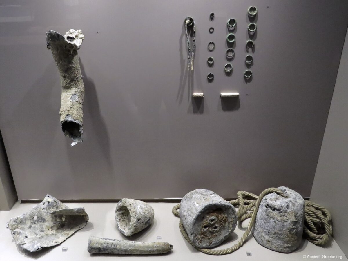 Lead and Bronze ship parts from Antikythera shipwreck.