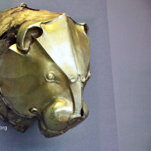 Lion Rython. Gold rhyton in the shape of a lion&rsquo;s head. 16 century BCE.
