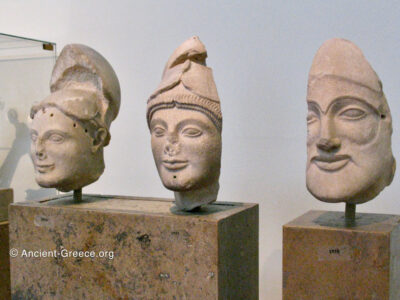 Three heads of warriors from the Temple of Aphaia