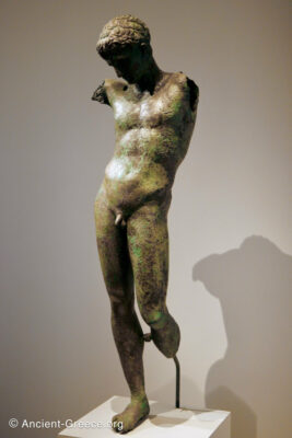 Bronze statue of a youth.