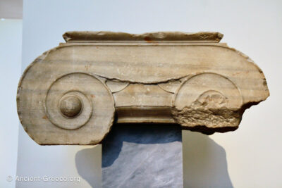 Ionic column capital from the second temple of Athena at Sounion