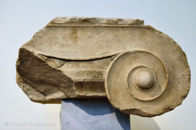 Ionic column capital from the second temple of Athena at Sounion