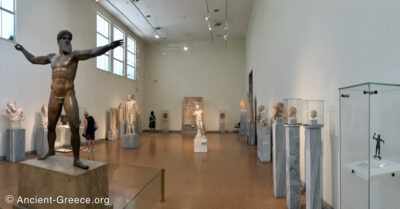 Athens National Archaeological Museum interior panorama with Artemision Zeus