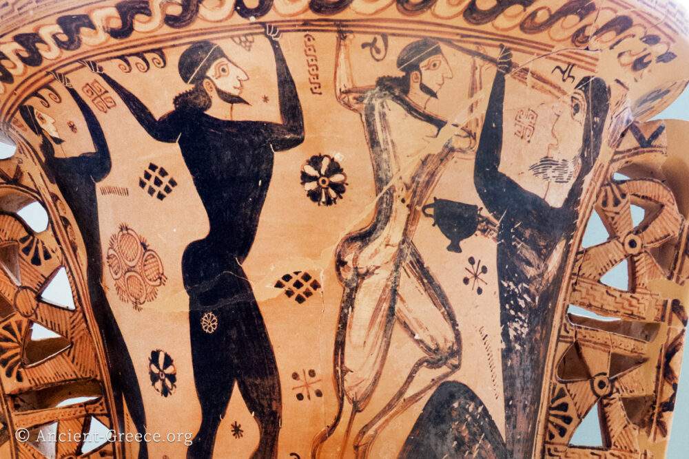 Scene from amphora depicting the blinding of Polyphemus.