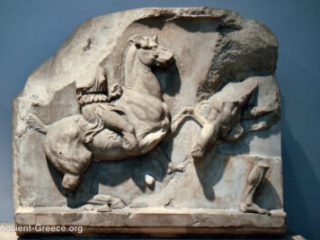 Greeks fighting Amazons sculpture