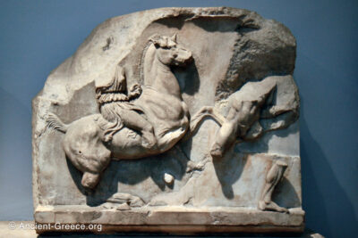 Greeks fighting Amazons sculpture