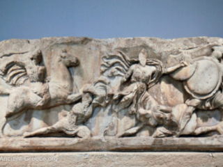 Greeks fighting Amazons. From the Mausoleum at Halicarnassus