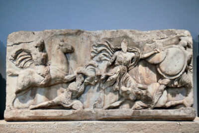 Greeks fighting Amazons. From the Mausoleum at Halicarnassus