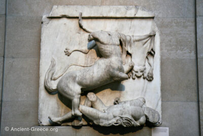 Parthenon metope. Centaur over a Lapith