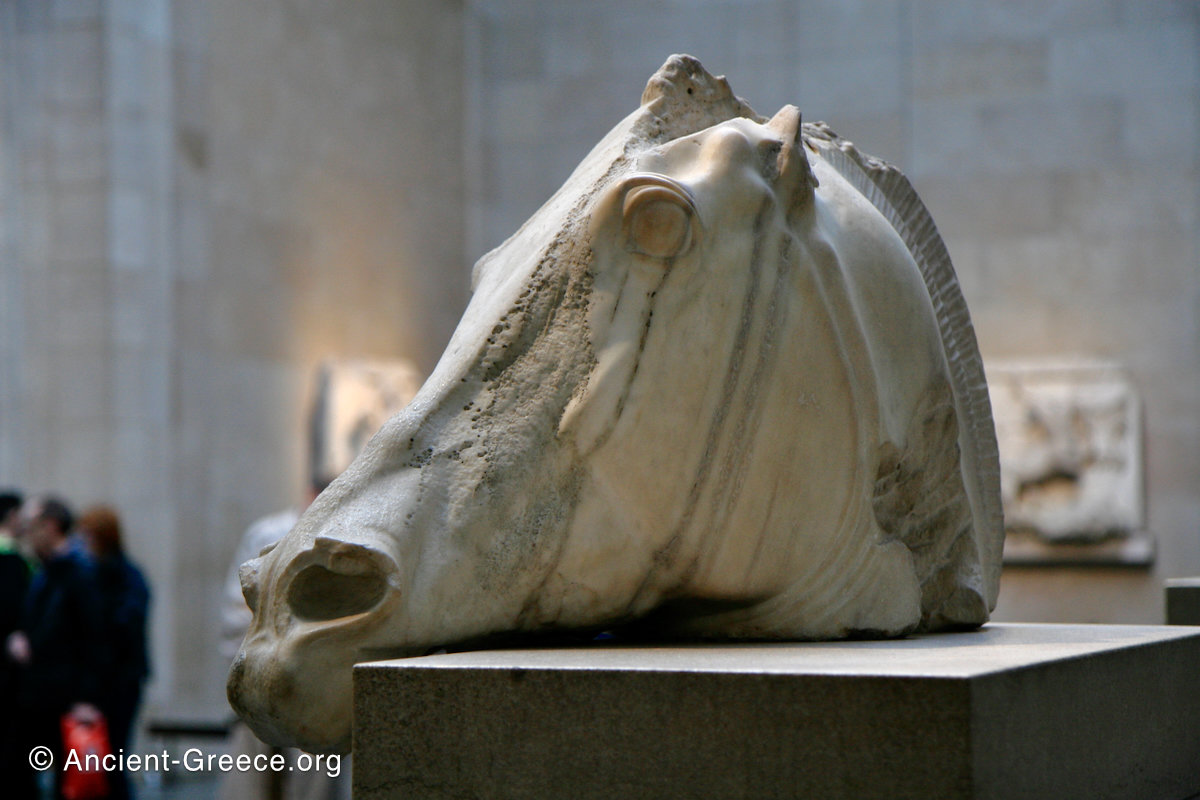 British Museum - Parthenon Pediment - O - Chariot Horse of Selene Parthenon East pediment fragment of horse's head