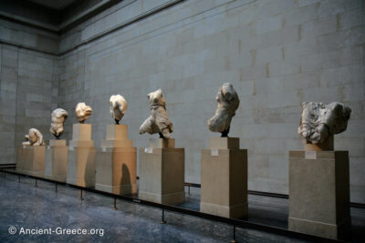 Parthenon pediment fragments on display