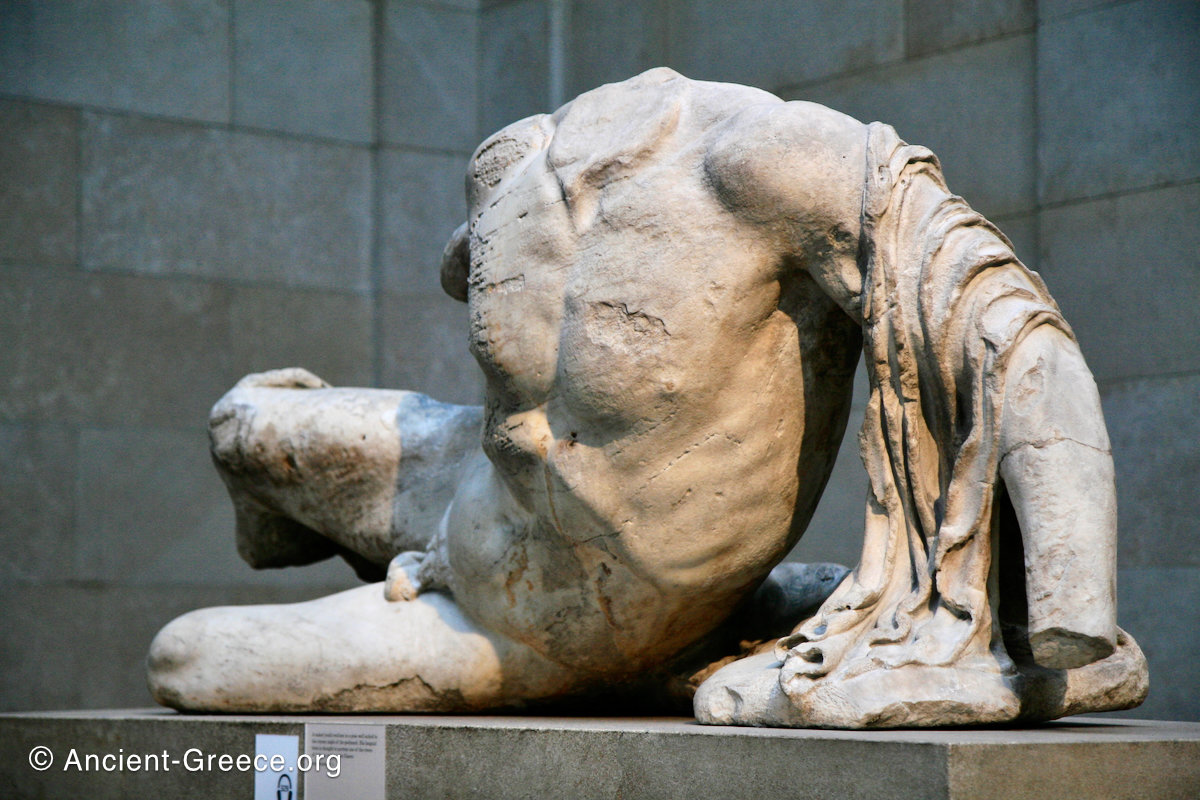 Parthenon pediment detail of male statue