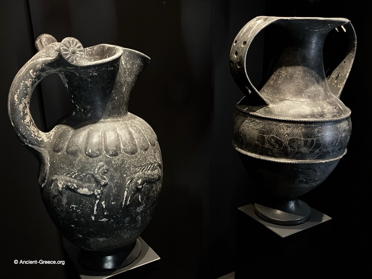 Etruscan vase (enbeos) (c. 6 BCE), and amphora