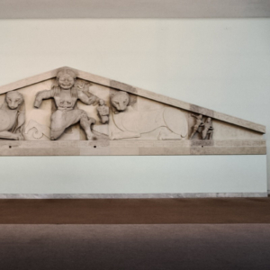 The Gorgo pediment from the temple of Artemis. Corfu. The Gorgo pediment from the temple of Artemis