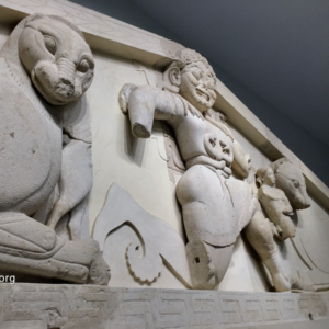 The Gorgo pediment from the temple of Artemis. Detail The Gorgo pediment from the temple of Artemis. Detail