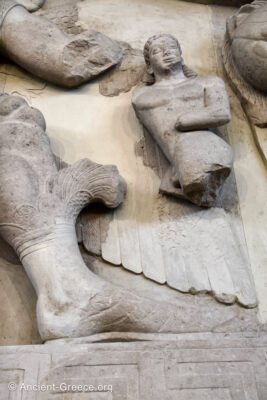 The Gorgo pediment from the temple of Artemis. Detail