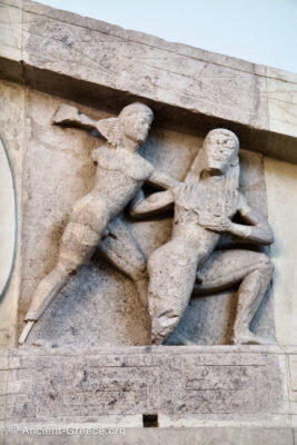 The Gorgo pediment from the temple of Artemis. Detail.