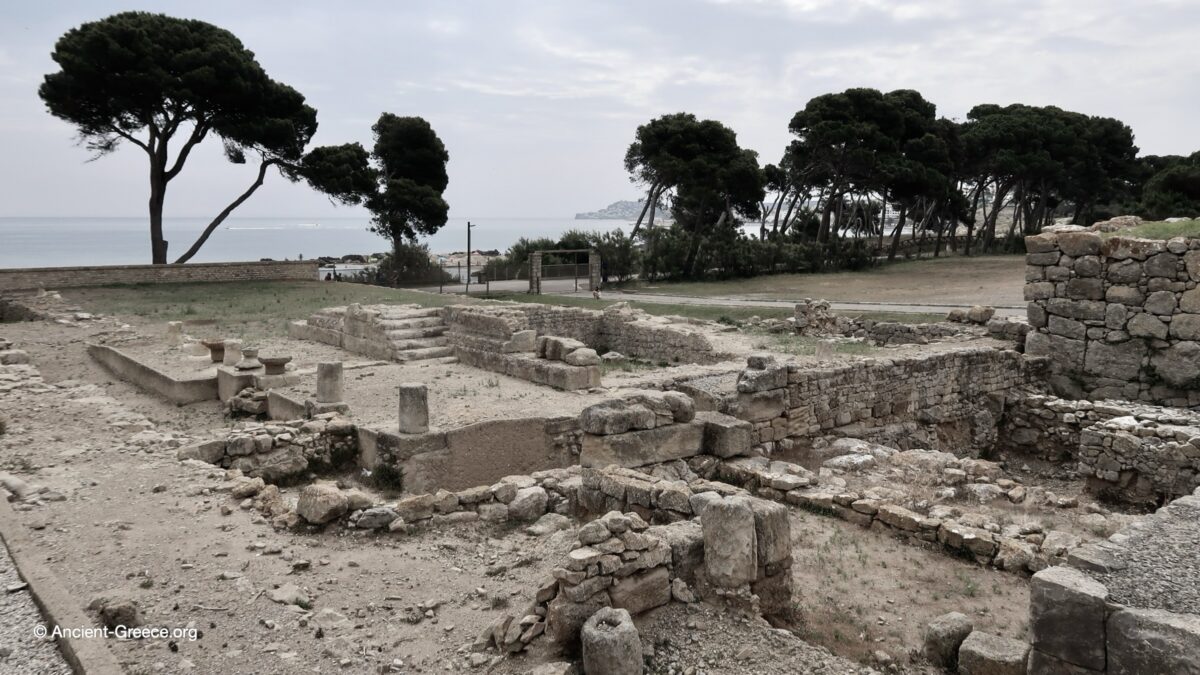 View of Emporion archaeological ruins in Empúries, Catalonia, Spain