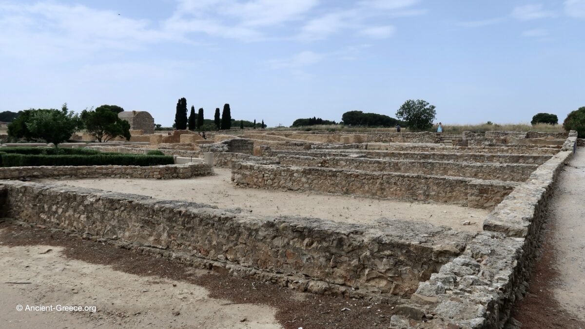 View of Emporion archaeological ruins in Empúries, Catalonia, Spain