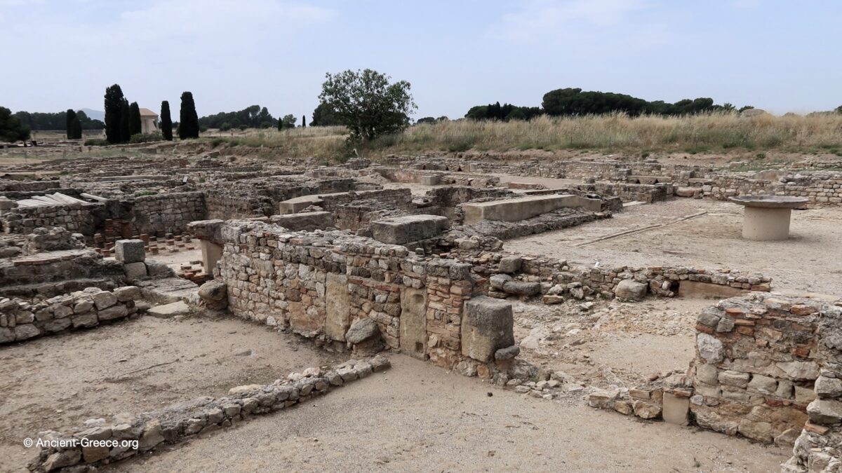 View of Emporion archaeological ruins in Empúries, Catalonia, Spain