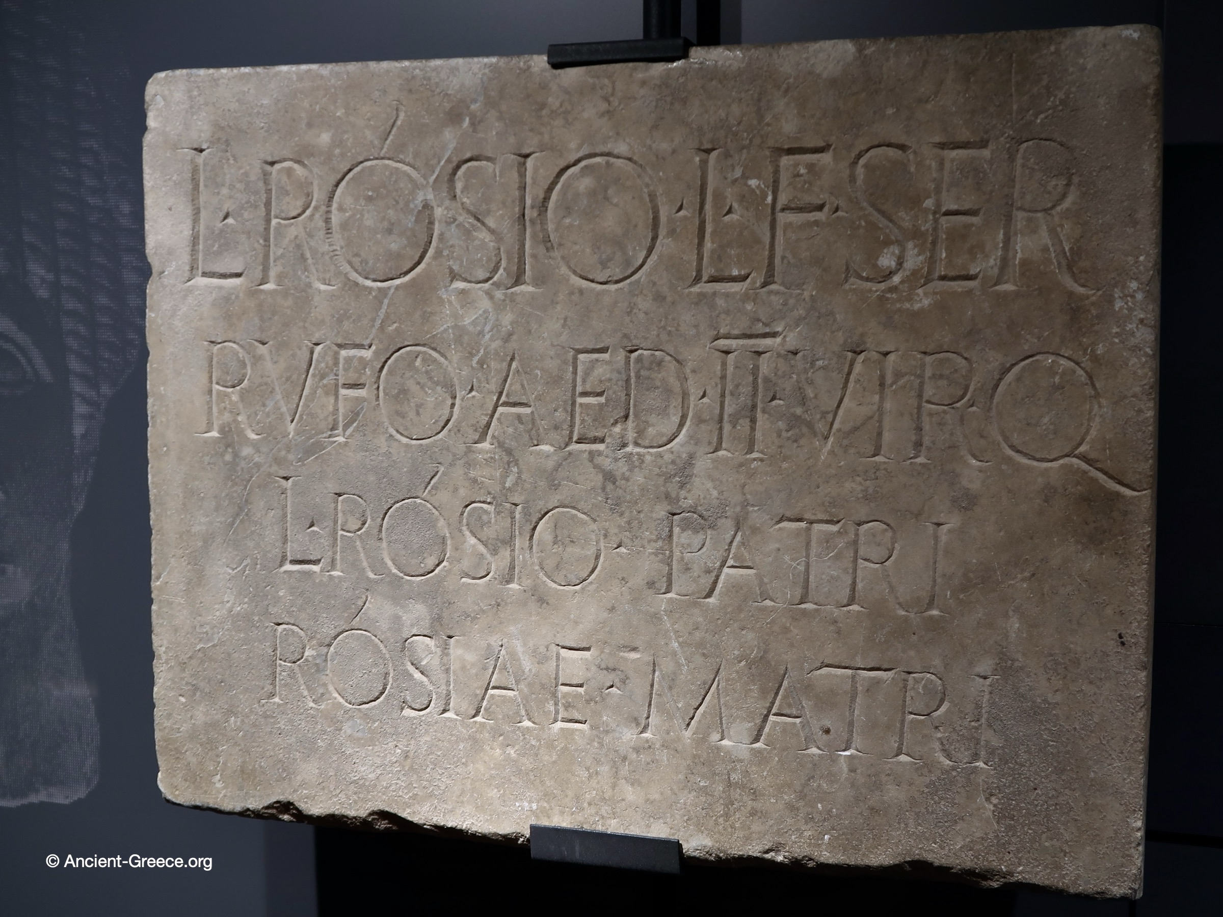 Funerary inscription stone plaque