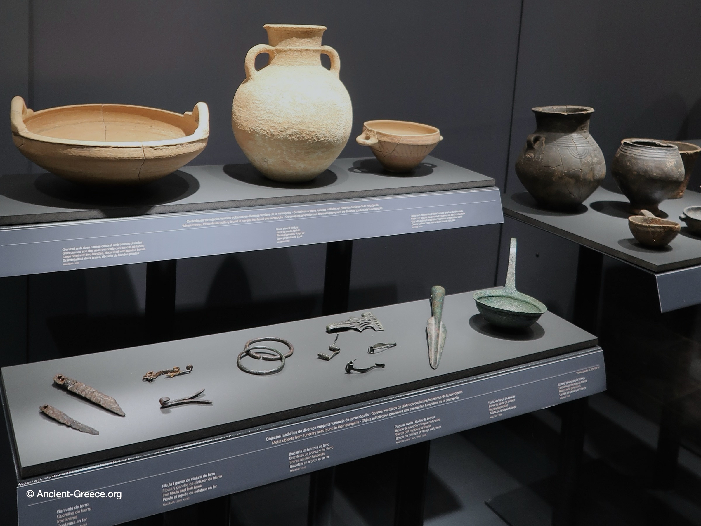 Pottery and metal objects.