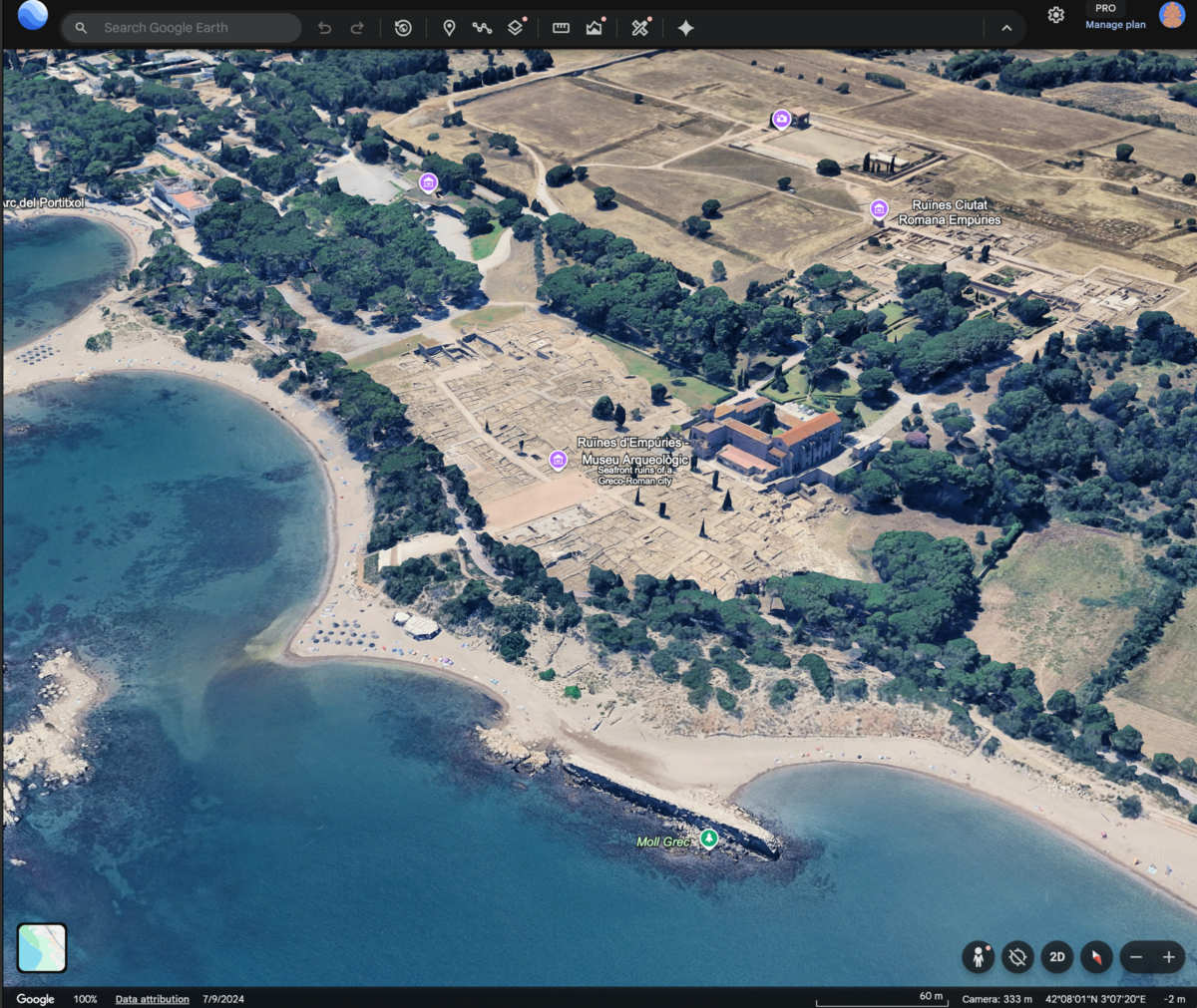 View of Emporion archaeological ruins in Empúries, Catalonia, Spain