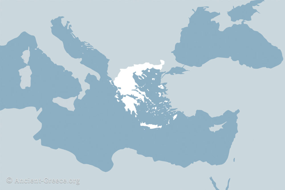 Map of Greece in the Mediterranean