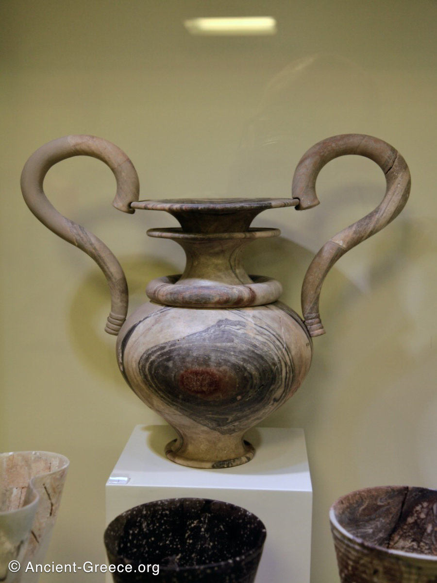 Double-handled ritual amphora. Limestone. 1500 - 1450 BCE.