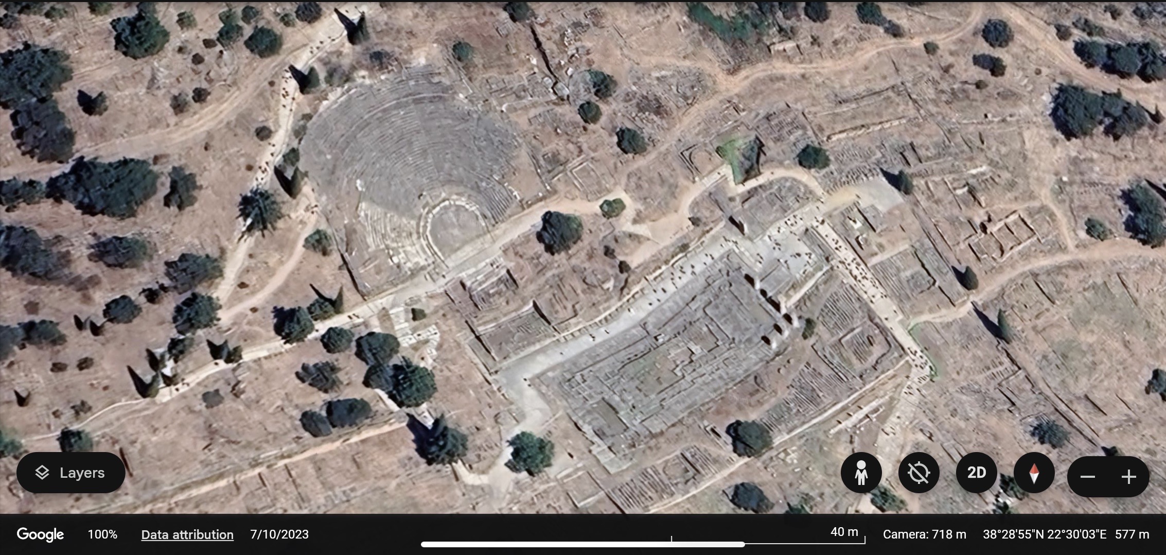 Delphi Archaeological Site Aerial View